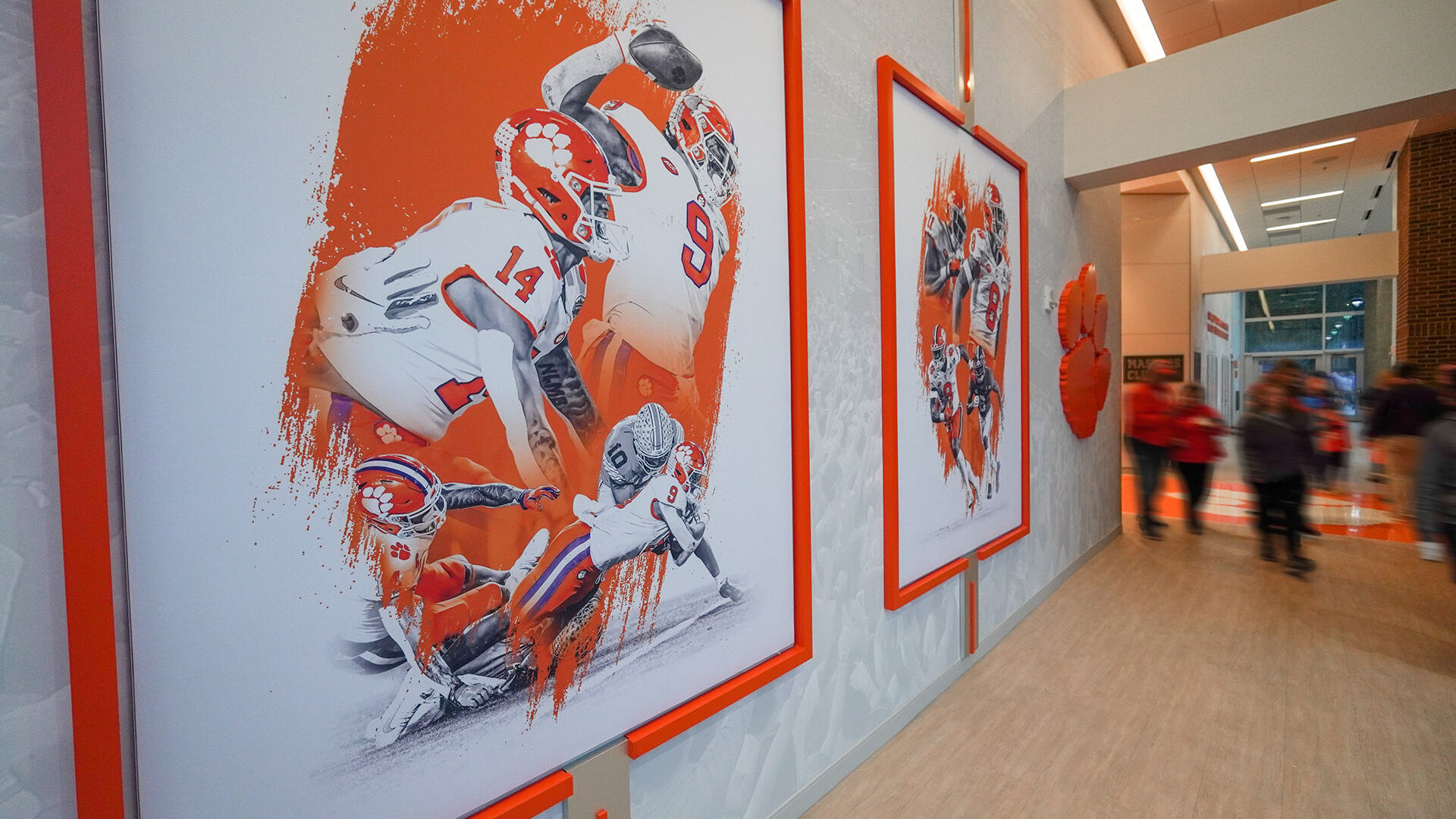 Framed Wall Graphics of Clemson Football Players at Clemson's Masters Club
