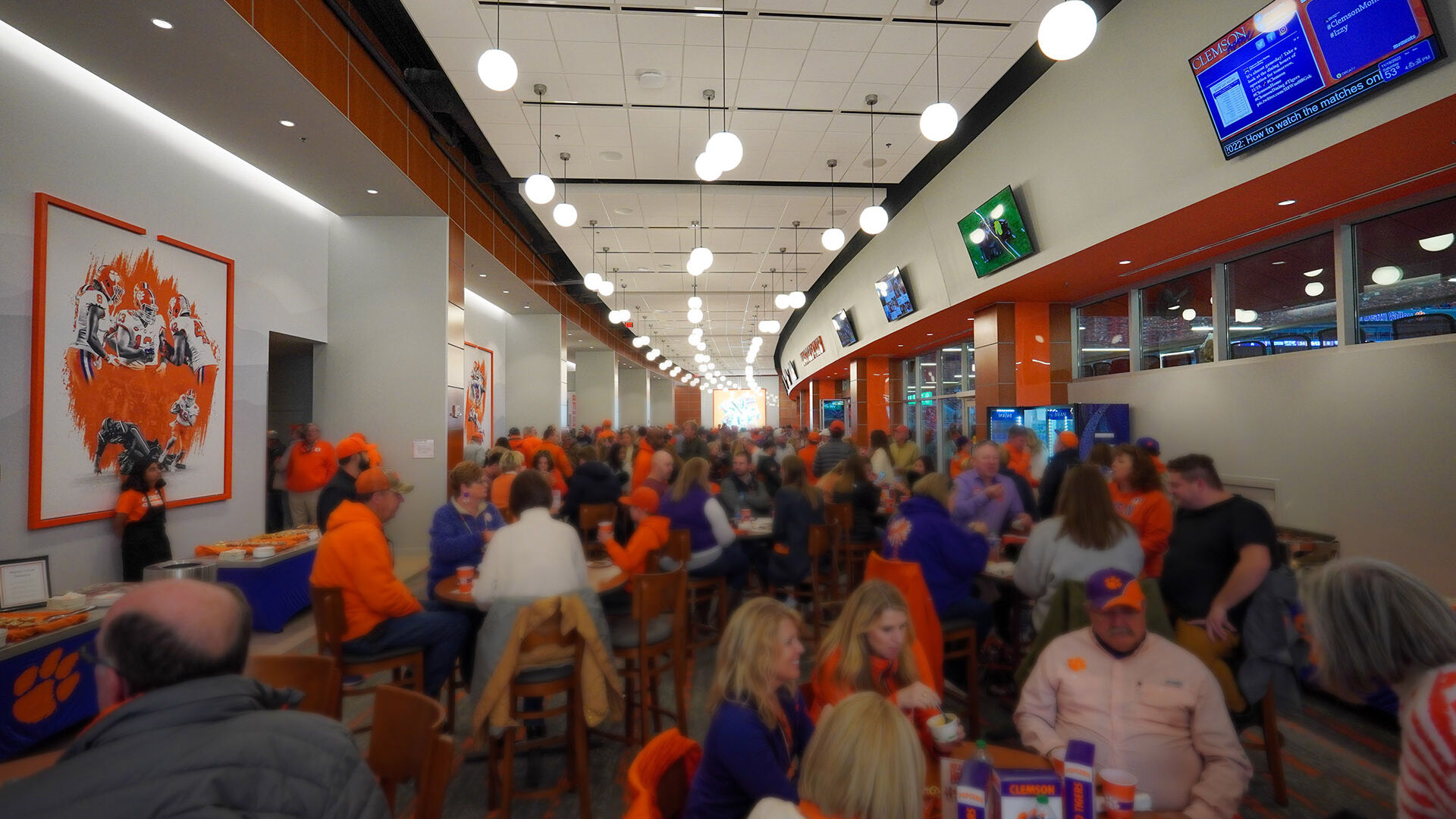 Game Day Crowds using Clemson's Masters Club Interior Seating Areas