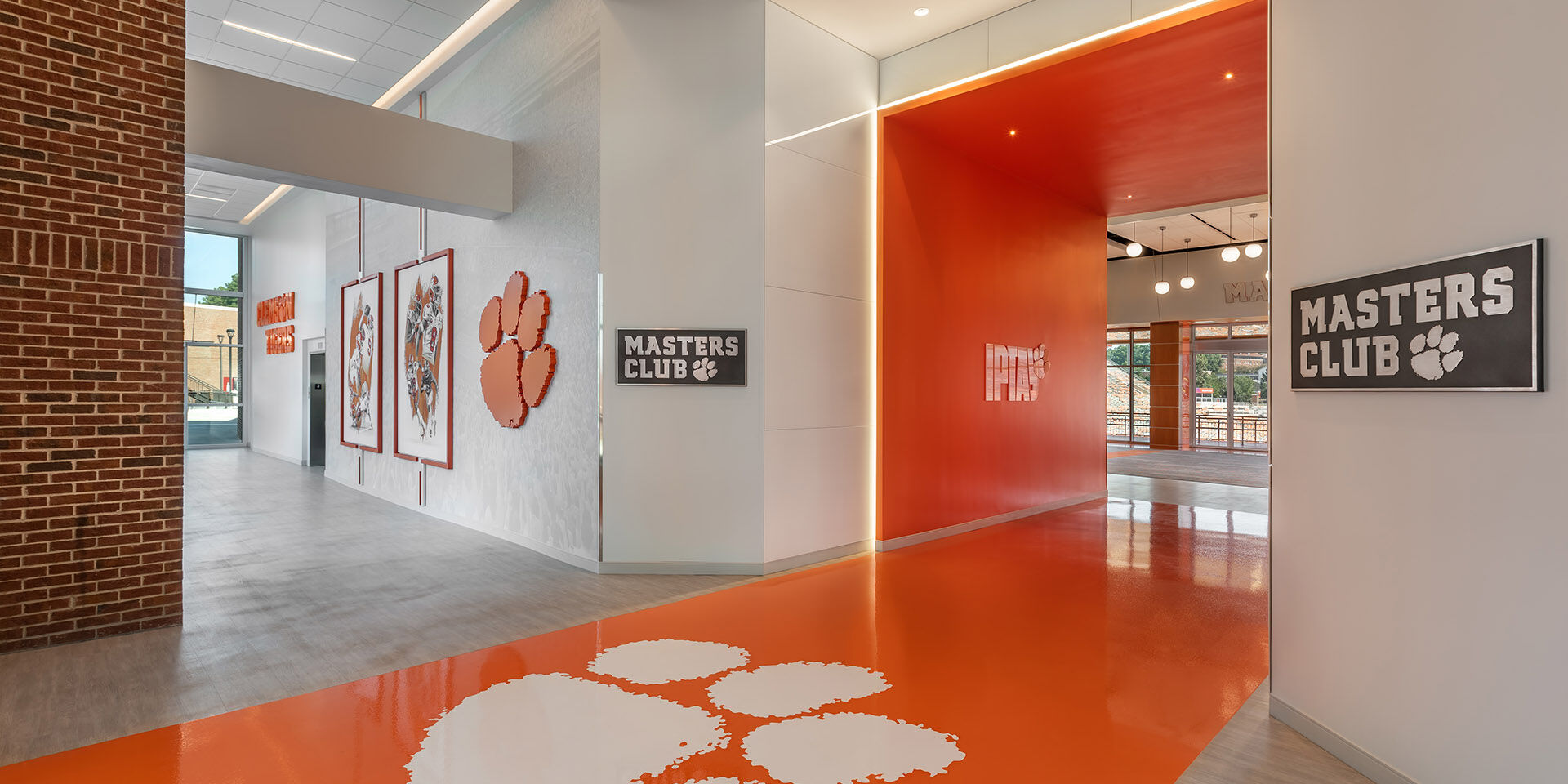 Entry Corridor with Branding at Clemson's Masters Club