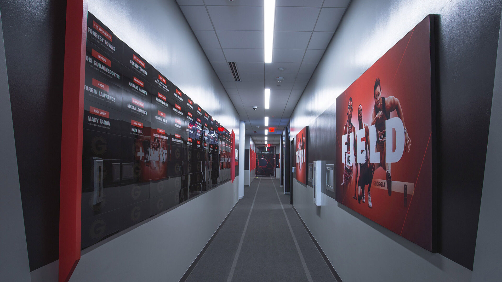 University of Georgia Track and Field Hallway Accolade Displays