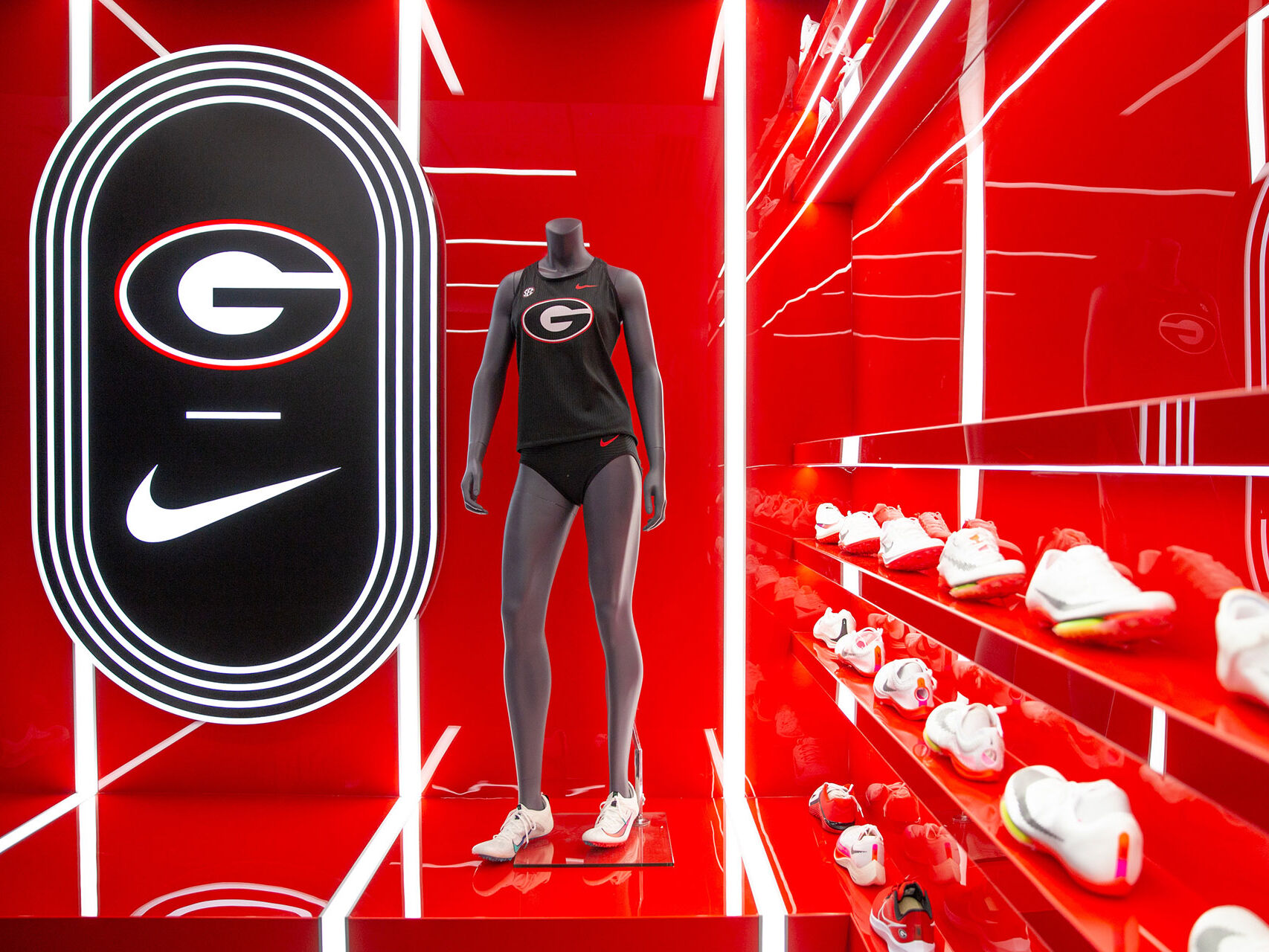 University of Georgia Track and Field Athlete Gear Display
