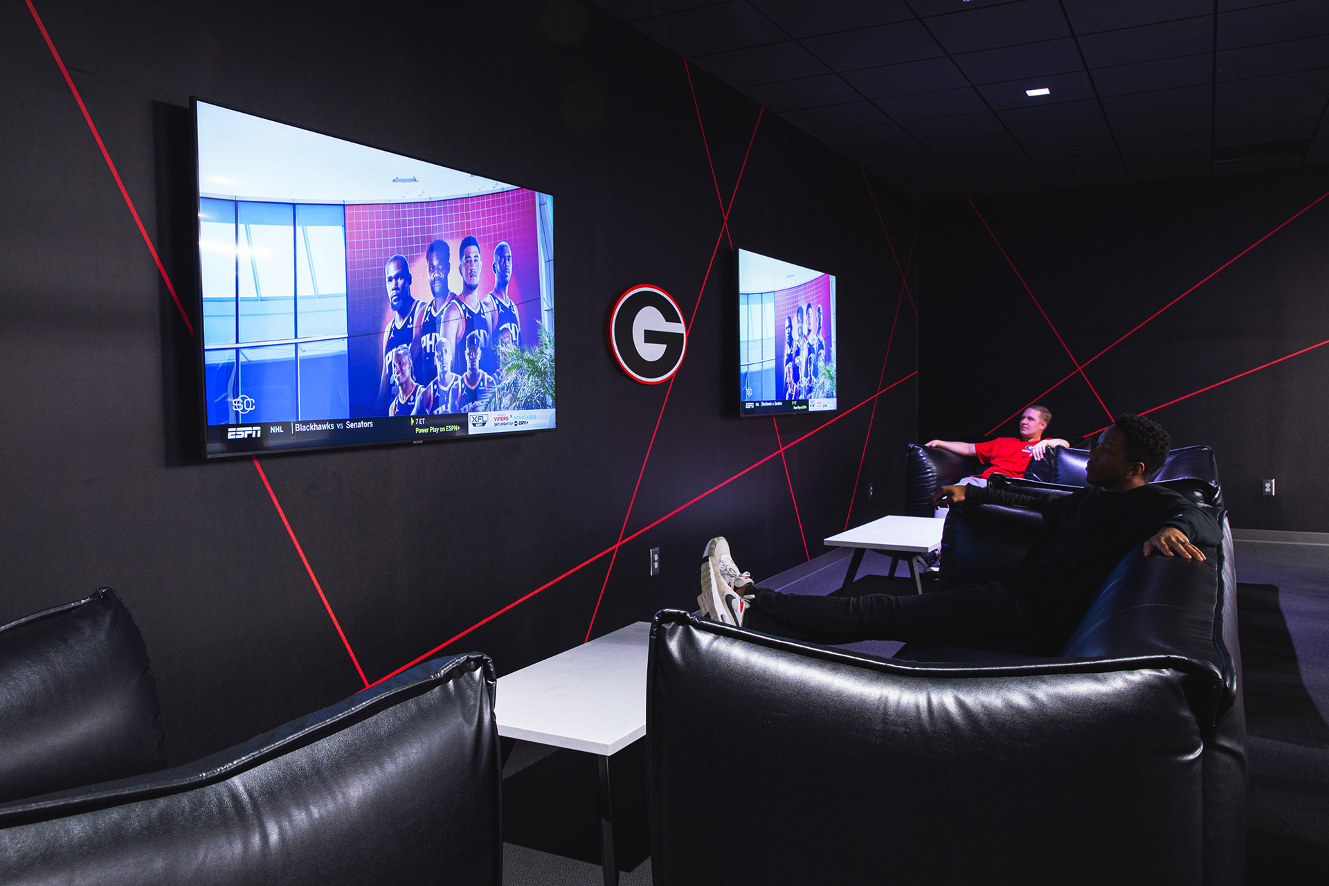 University of Georgia Track and Field Players' lounge tv area